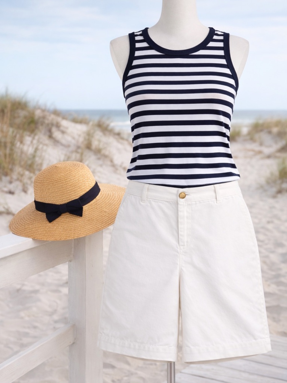 Lilly Pulitzer White Shorts 7” Inseam Gold Button Bermuda Preppy Size 10